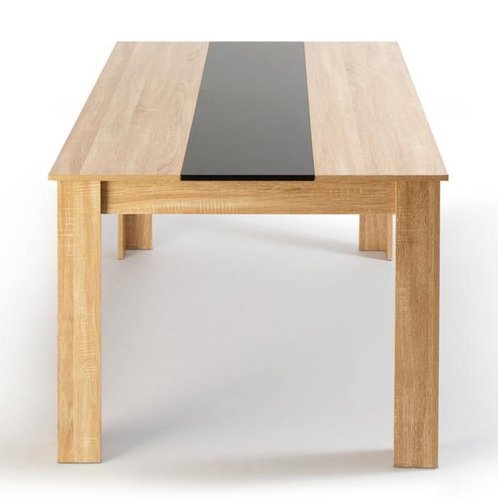 IDMARKET Ensemble table à manger GEORGIA 140 cm imitation hêtre et noire et 6 chaises ROMANE noires