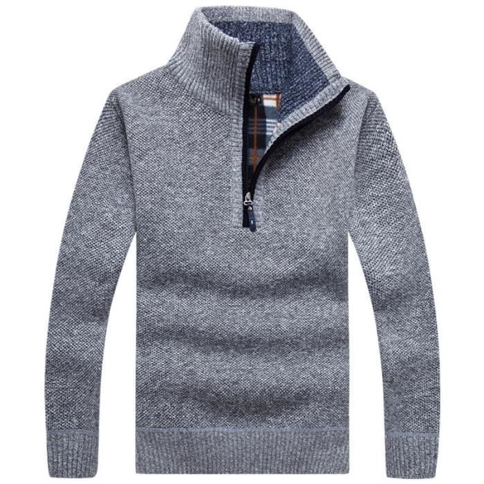 Maglione da uomo, modello a collo alto, a maniche lunghe, caldo, ideale per autunno/inverno - Grigio chiaro