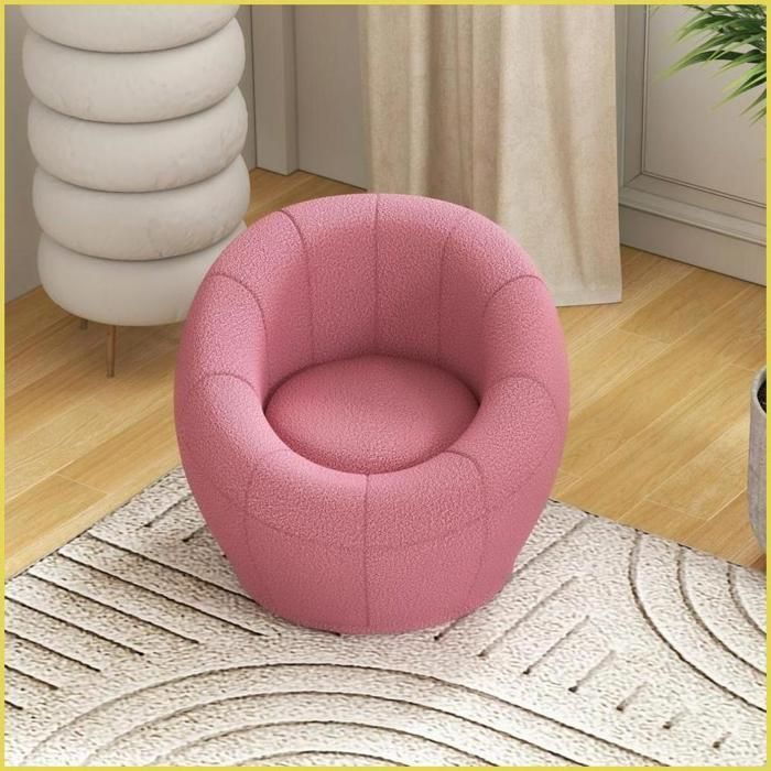Poltrona girevole - HOMCOM - Peluche, compatta e confortevole - Rosa