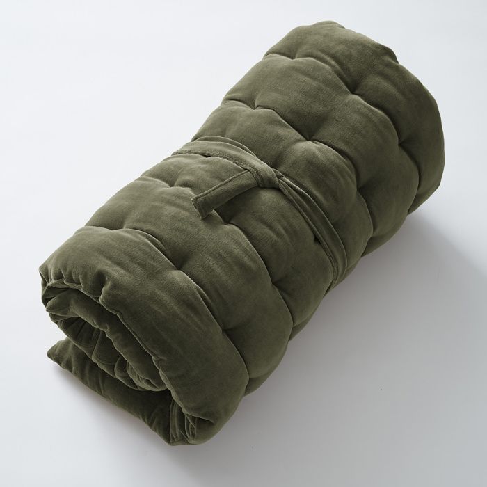 Materasso da pavimento 60 x 120 cm in velluto di cotone Caesar, timo, color kaki