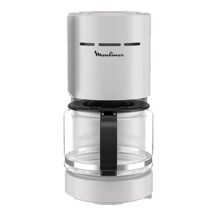 Cafetera de filtro Moulinex gris, con soporte giratorio para filtro, modelo Simpleo FG121B10