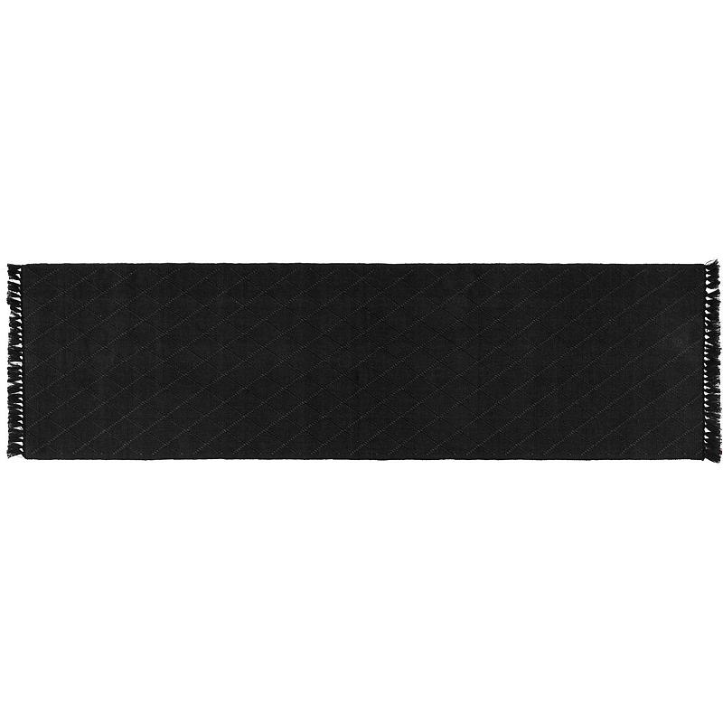 Alfombra Home Runner de 35x120 cm con flecos negros