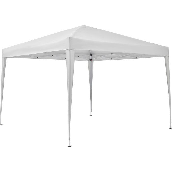 Tonnelle de jardin pliante - BORNEO - Cadre blanc et toile écru - Sac de transport - 3 x 3 m