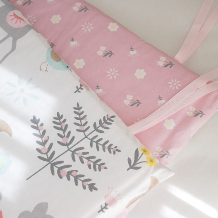 Baby bed rail, anti-collision fabric barrier, cotton, pink, Little Fox, 120 x 30 cm, sold individually