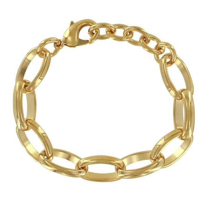 Les Poulettes Bijoux - Bracelet Plaqué Or Grosses Mailles Ovales
