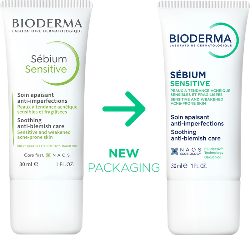Bioderma Sébium Sensitive, um creme hidratante e calmante intensivo para pele seca e irritada devido ao tratamento da acne.