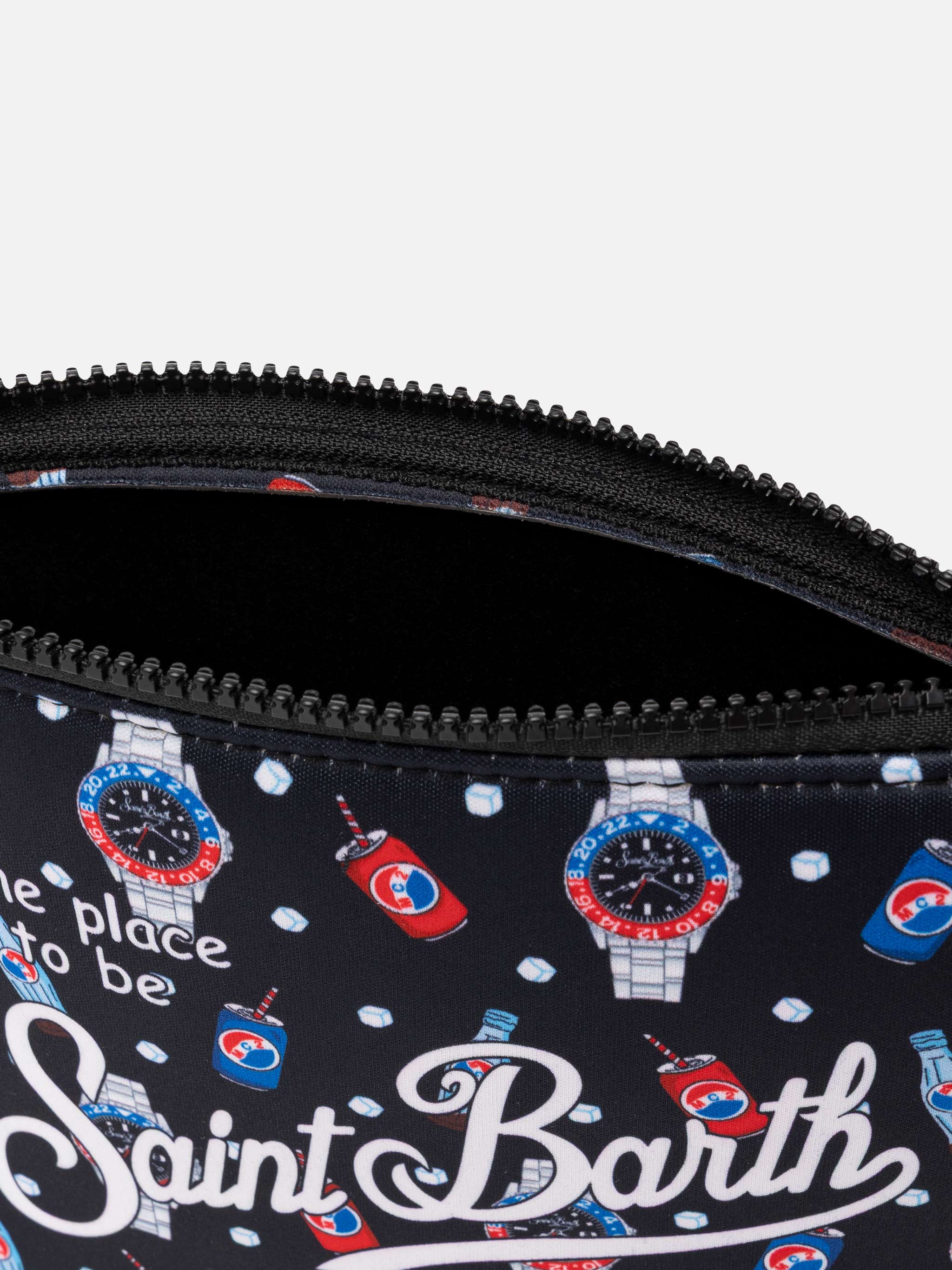 Aline scuba clutch tas met horloge- en drankprint