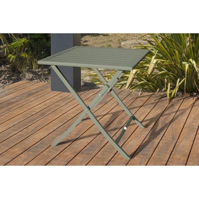 Ensemble repas de jardin 2 places en aluminium - Kaki