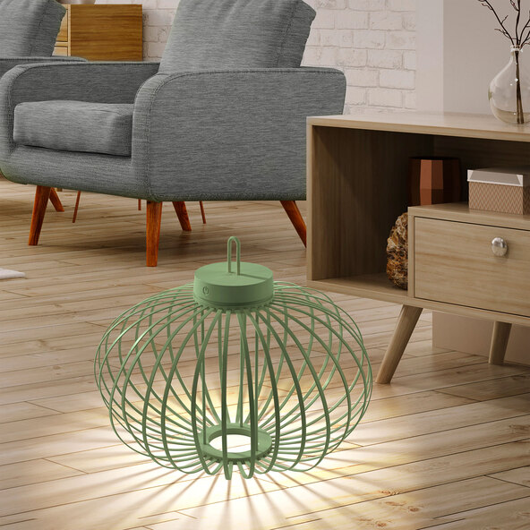 Korga LED battery-powered table and floor lamp, green, ⌀ 46 cm