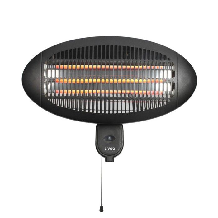 Riscaldatore da esterno - LIVOO - 2000W - IP34 resistente agli spruzzi - Montaggio a parete - Elemento al quarzo e riflettore in acciaio inox