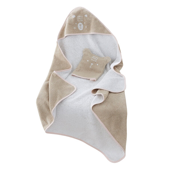 Handdoek met capuchon inclusief washandje, beer