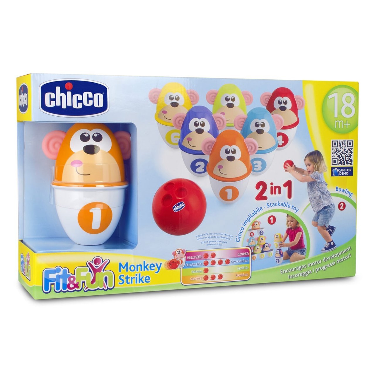Bolos apilables Monkey Strike