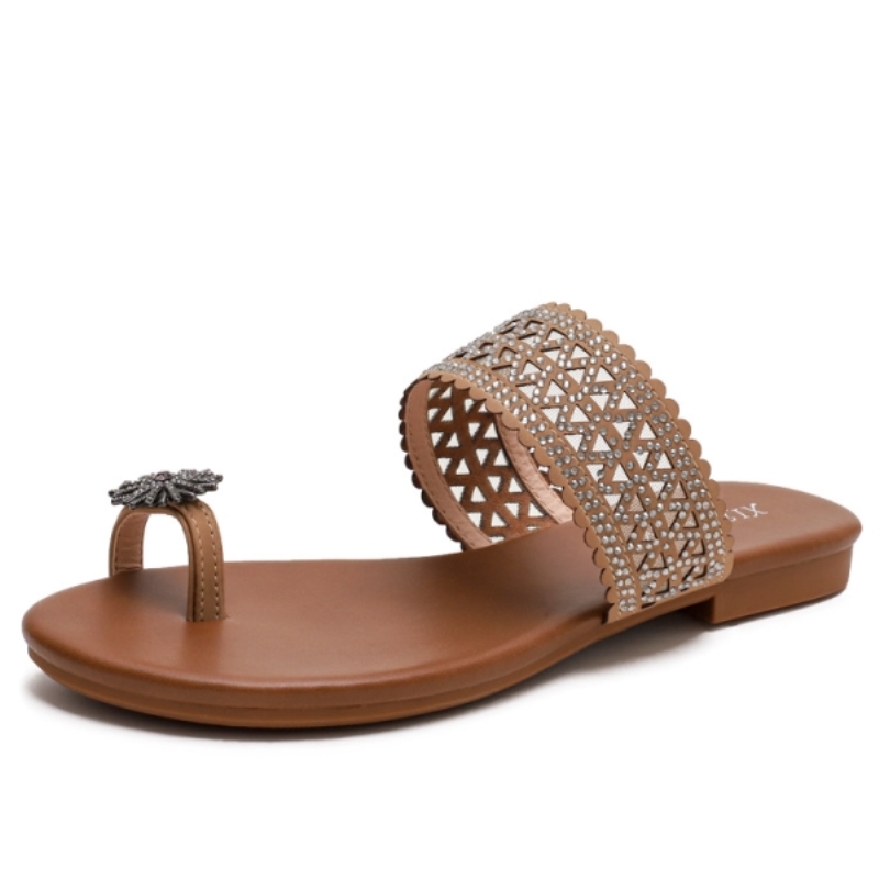 Sandales plates romaines à bout ouvert et fermeture éclair arrière, collection été 2021, style décontracté et facile à assortir.