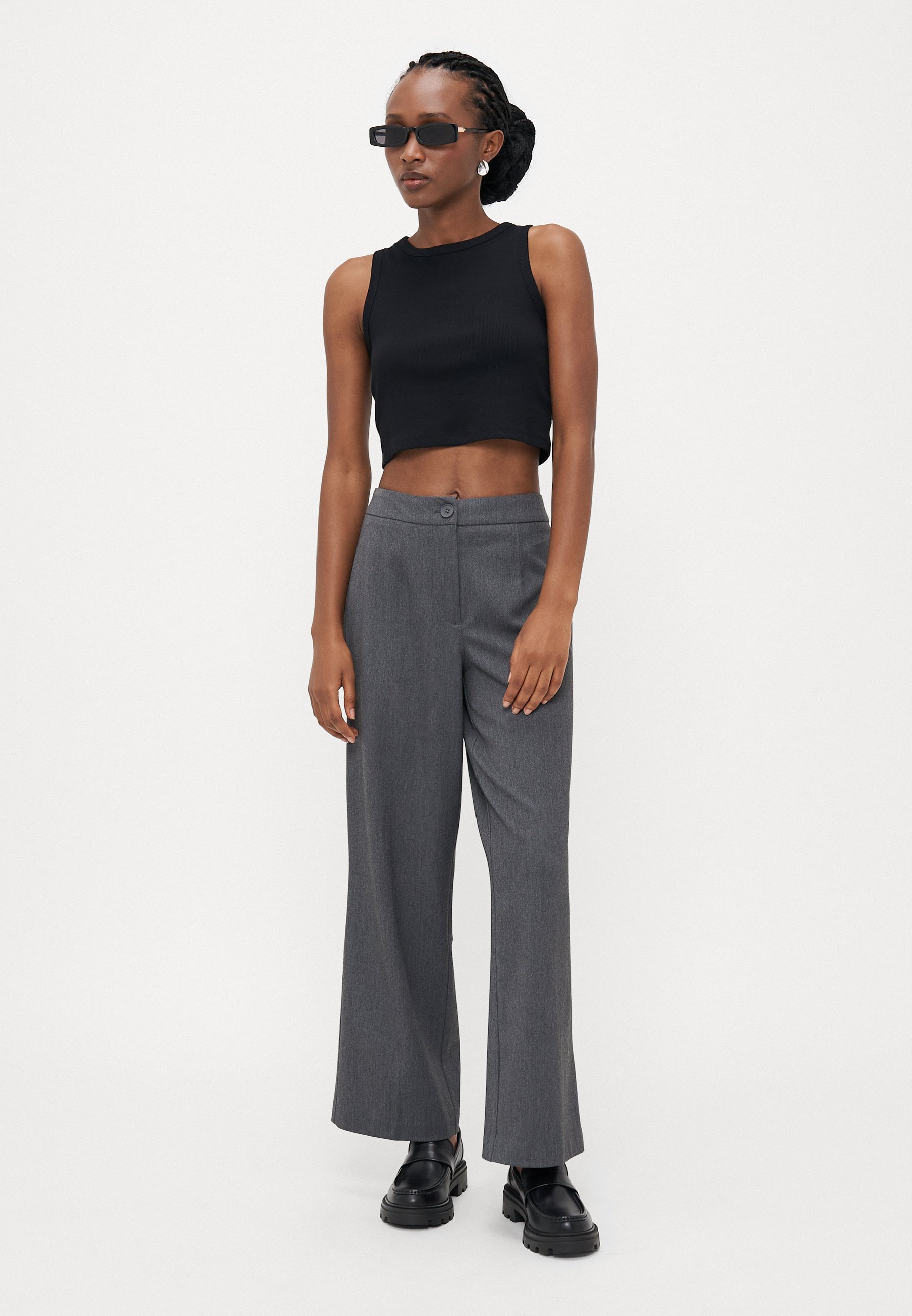ONLY Petite ONLMIA STRAIGHT - Broek - donkergrijs gemêleerd