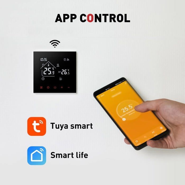 Termostato intelligente Wi-Fi AIMOONSA per riscaldamento a pavimento – Programmabile, compatibile con Alexa/Google, 3A, nero
