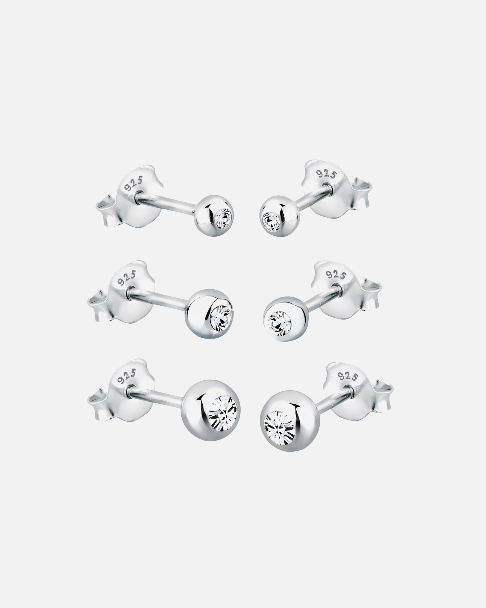 Elli Set de Cristal Clous d'Oreilles Femme (925/1000) Argent