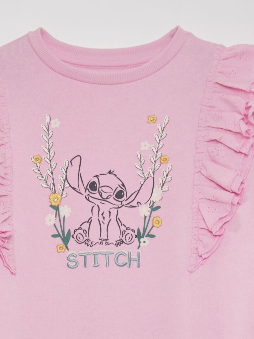 Jurk met ruchesmouwen 'Stitch' - ROZE