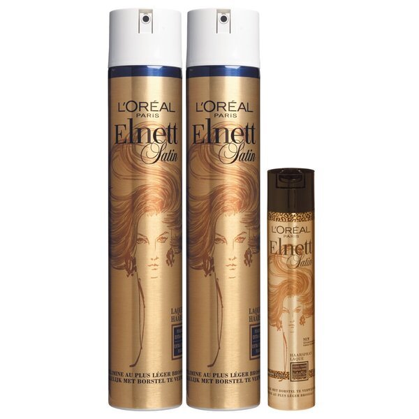 L'Oréal Paris Elnett Satin lak za kosu s ekstra jakim učvršćivanjem<br>2 x 400 ml + 75 ml