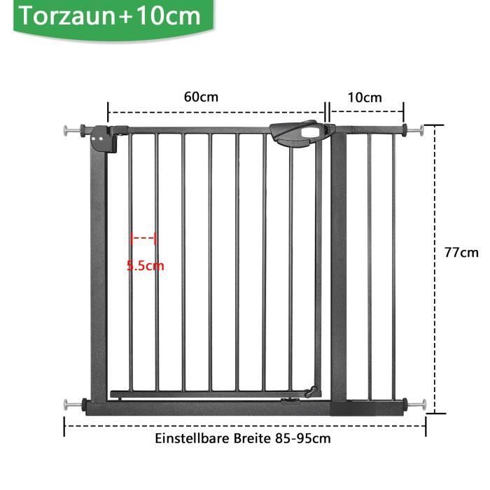 Aufun 85-95 cm Wide Child Safety Gate with Automatic Closing, 180° Opening in Both Directions, Black