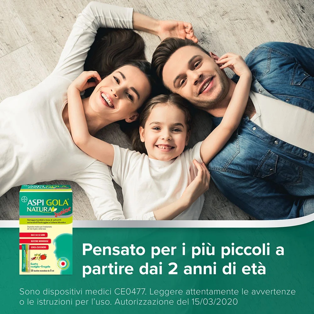 ASPIRINE Aspi Gola Natura Junior sirop 16 sachets Mal de gorge et toux