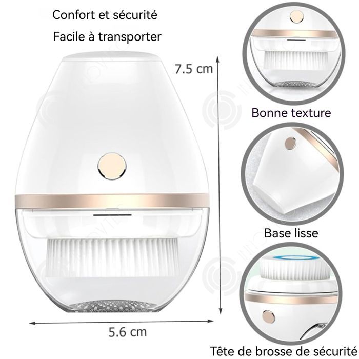 Cepillo limpiador facial INN, 2 velocidades, 300 mAh, limpiador facial ultrasónico de silicona, cuerpo totalmente impermeable.