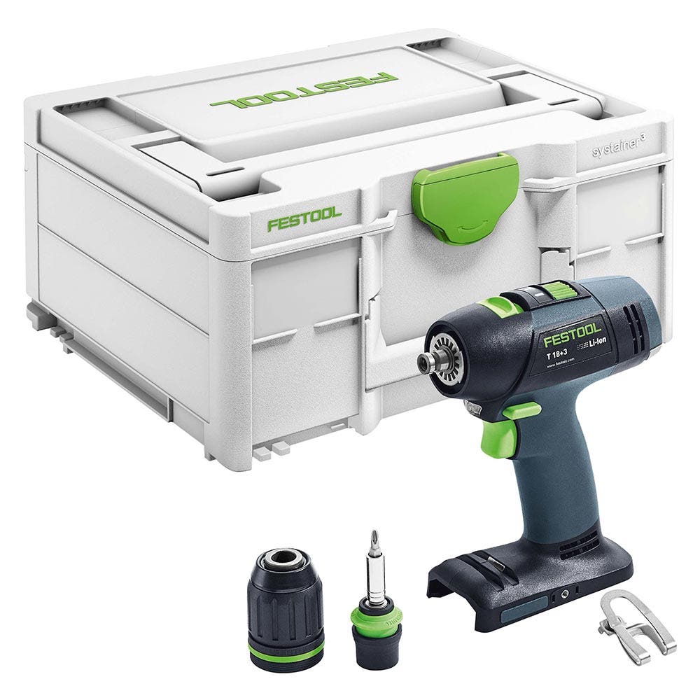 Furadeira/parafusadeira FESTOOL 18V sem escova T 18 de 2 velocidades em Systainer Skin 576448