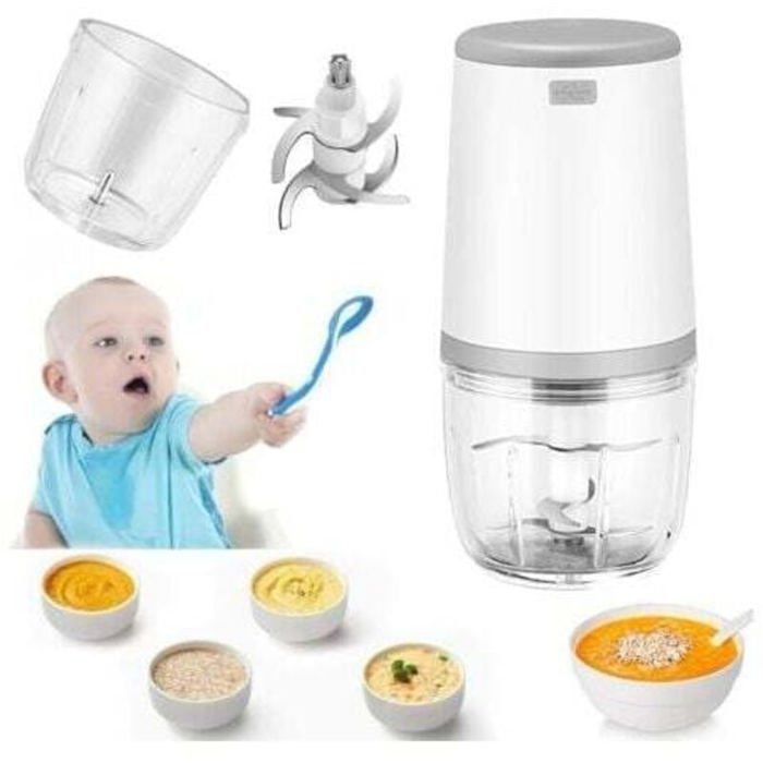 Mini mixeur pour bébés - OKZ - 300 ml - Chargement USB - Sans BPA - 6 lames en acier inoxydable - Portable sans fil
