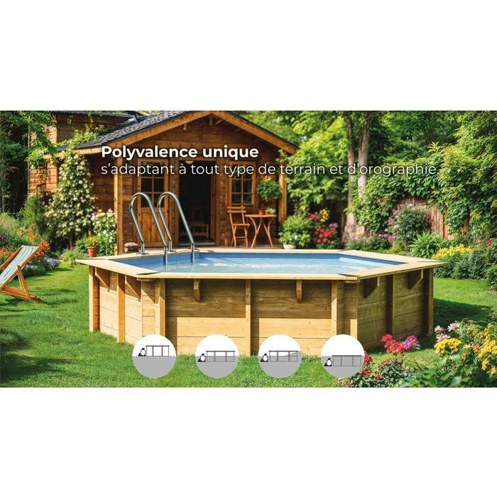 Piscina de madera Vermela 6,72 x 4,72 x 1,46 m - Gris