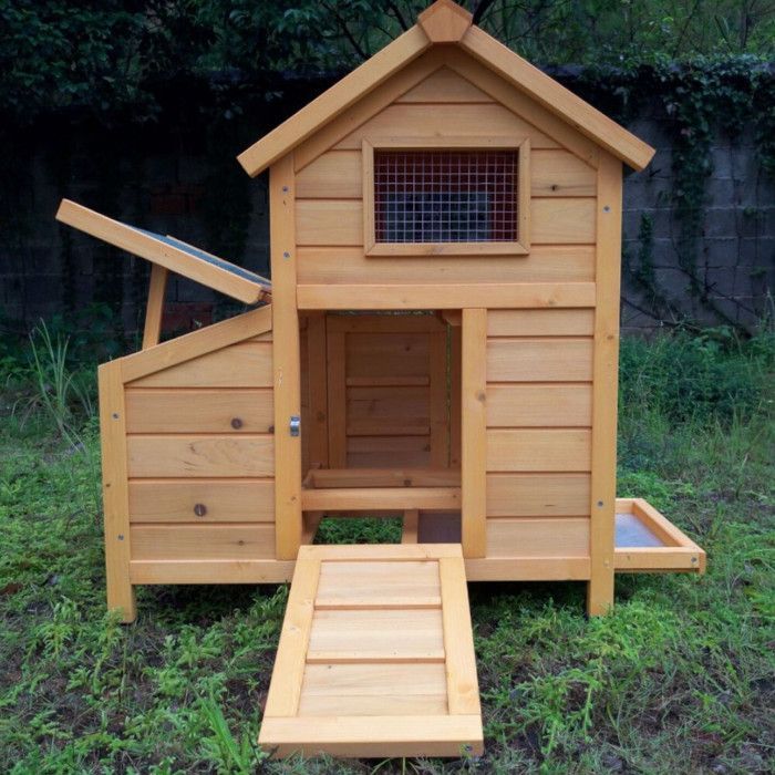 Pollaio per galline nane, grande, tetto in tegole, 1-2 galline, in legno