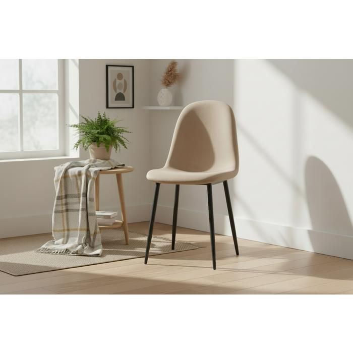 Lot de 4 chaises scandinaves velours taupe pieds métal noir 43,5x40x87cm