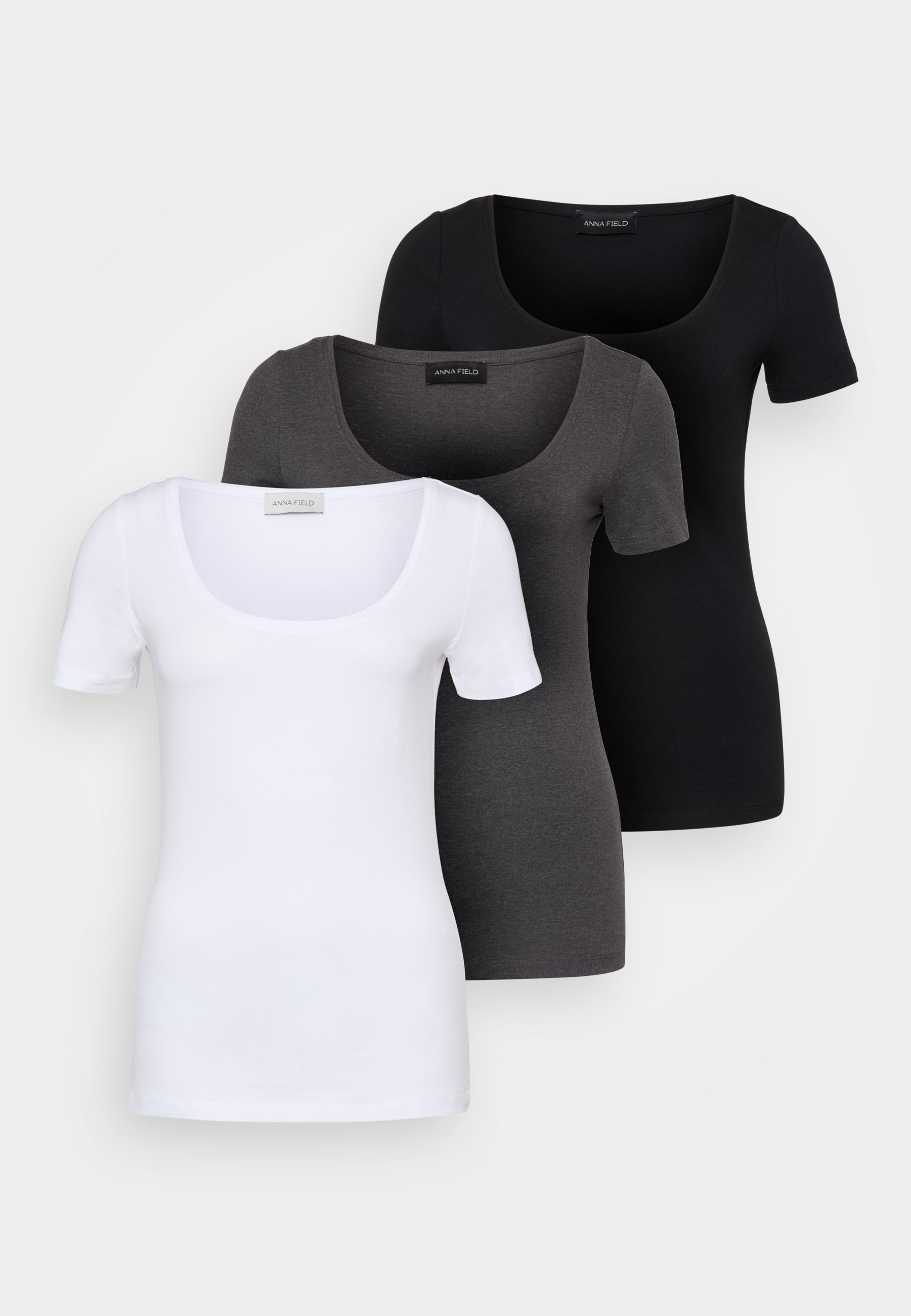 Anna Field Tall 3er-Pack – Basic-T-Shirt – weiß/schwarz/dunkelgrau