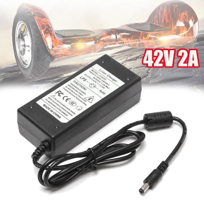 Cargador de 42 V 2 A para patinete eléctrico autoequilibrado Hoverboard con batería de litio de 36 V.