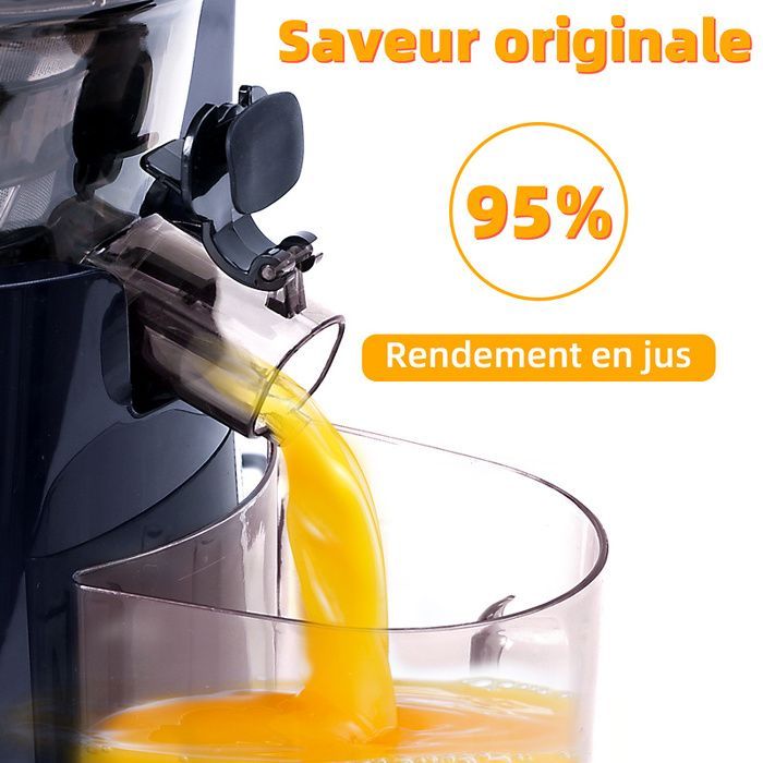 Extracteur de Jus de Fruits et Légumes - Sans BPA - 95 % de Rendement en Jus - Grande Bouche 80 mm - 250W - Bleu Marine