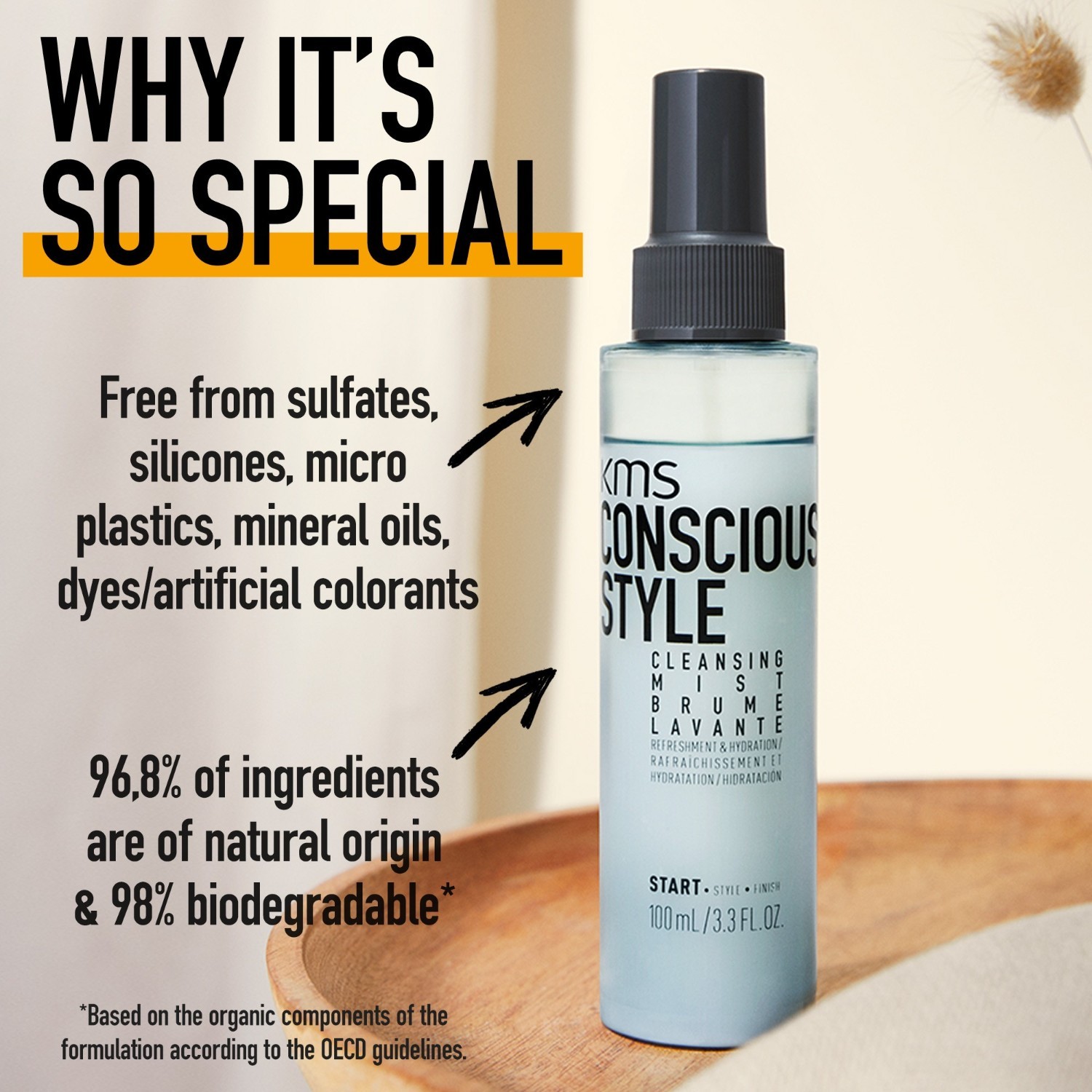 KMS plaukų skystis „Conscious Style“ valomasis purškiklis „Conscious Style“ – 100 ml