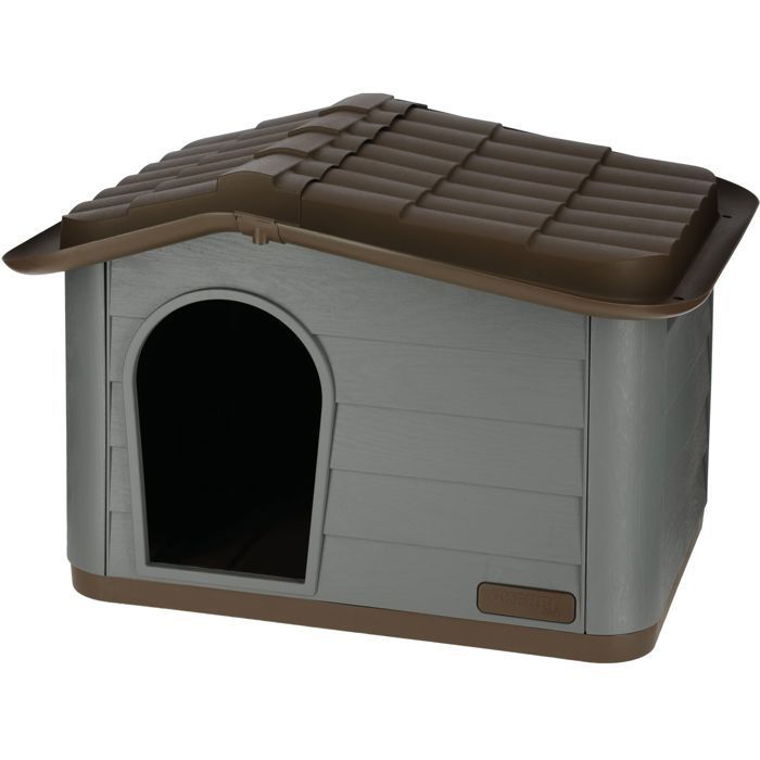 KERBL - Caseta para gatos de exterior - 60 x 51 x 41 cm - Gris y marrón - Plástico