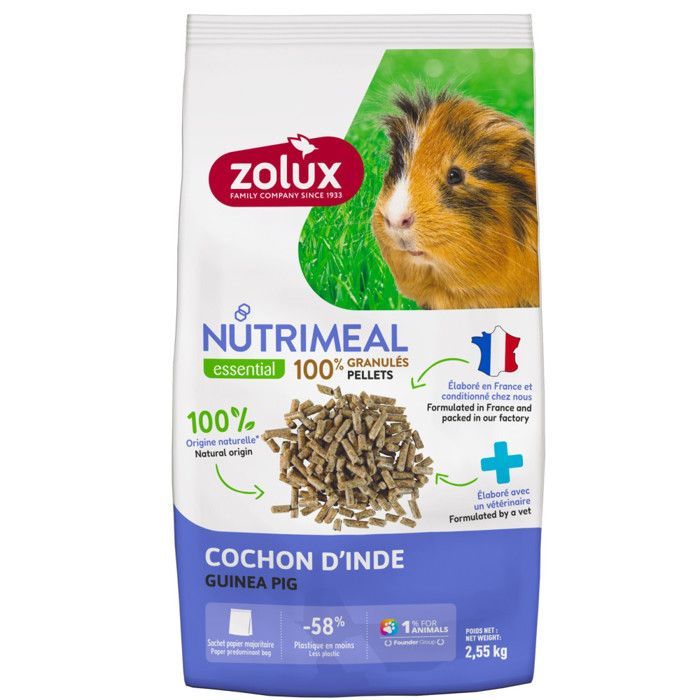 Alimento granulado Nutrimeal para cobayas, bolsa de 2,55 kg - Zolux