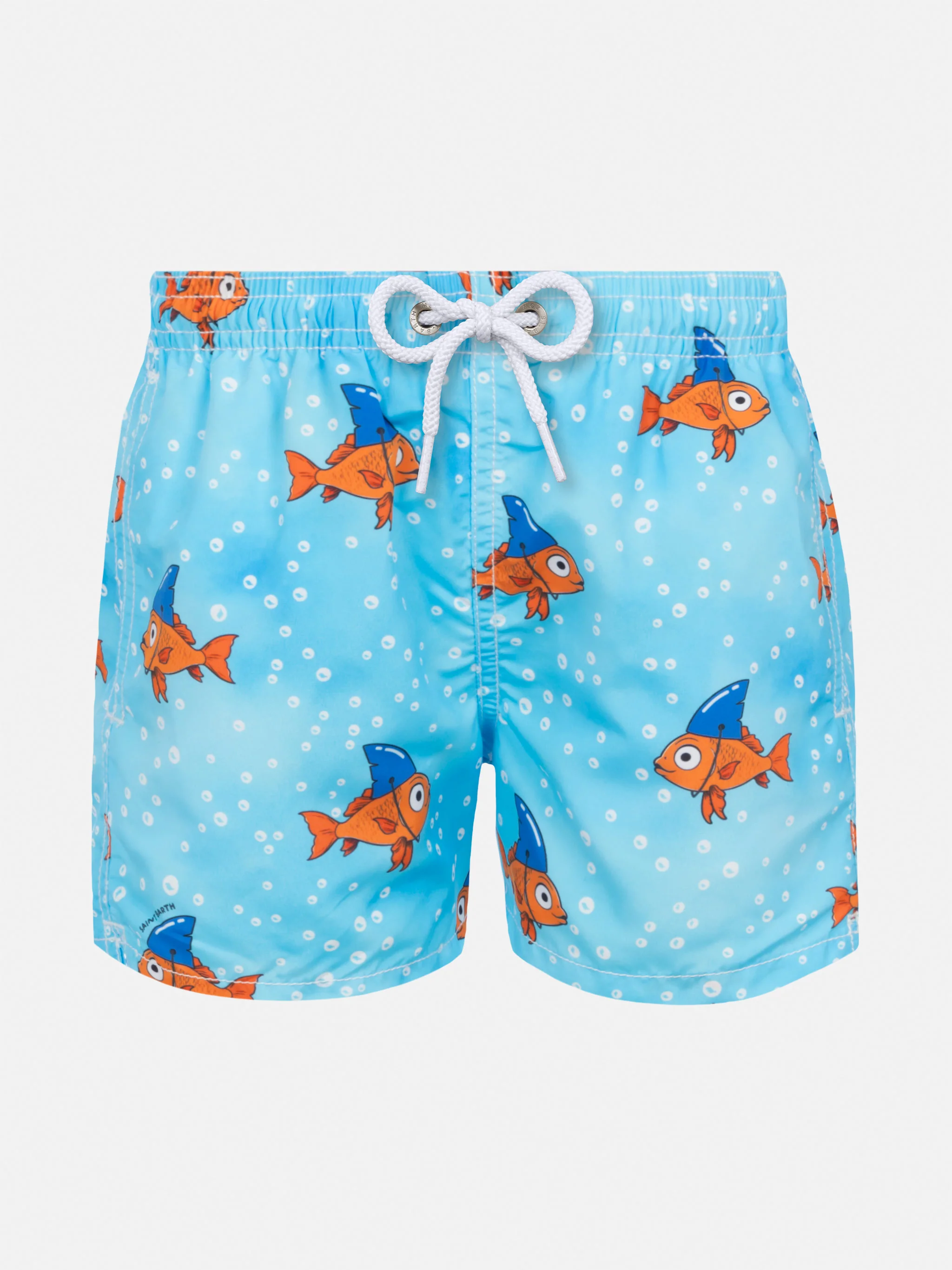 Middellange jeansbadpak met grappige haaienprint