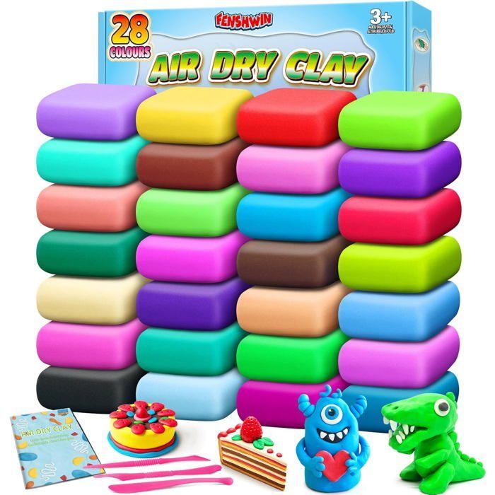 Plastilina de secado al aire - JOZSI - 28 colores. Plastilina mágica de secado al aire, regalo para niños de 3 a 12 años.