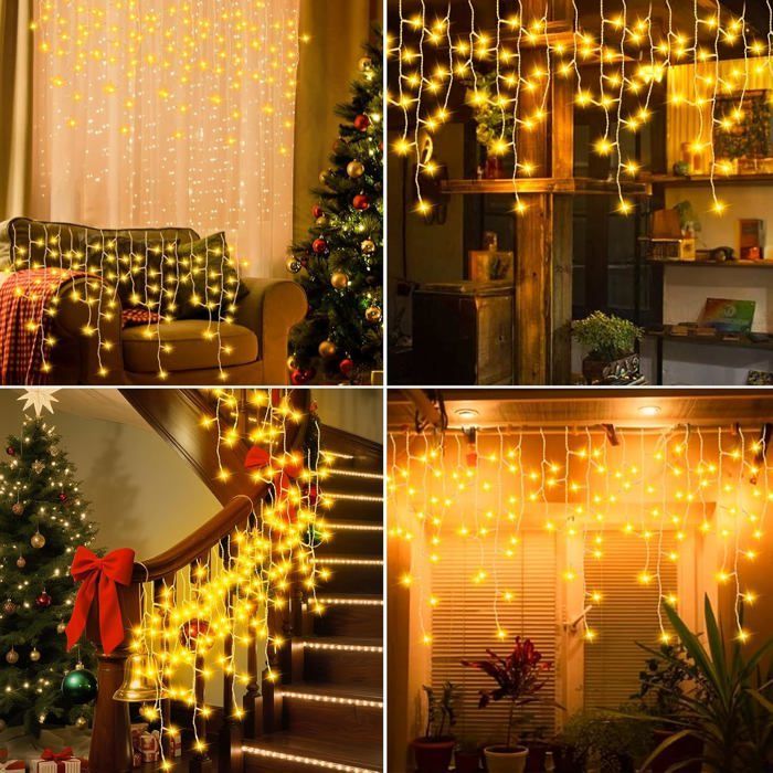 Guirlande Lumineuse Exterieure Noel,9+2M 162LEDs, Rideau Lumineux Exterieur avec 8 Modes & Timer, IP65 Étanche, Decoration Noel