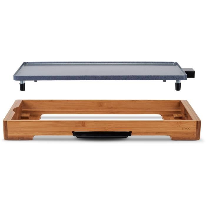Plancha bambou revêtement céramique - LIVOO - DOC322 - 2200W - Plaque amovible en  fonte d'aluminium - Thermostat ajustable