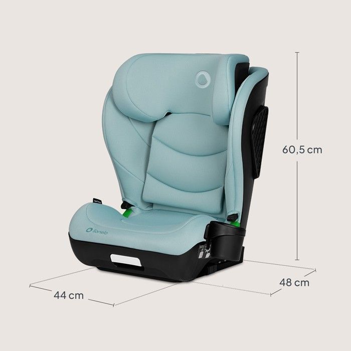 Silla de coche LIONELO Neal i-Size 100-150cm - ISOFIX - Portavasos - Asiento ancho - Reclinable - Grupo 2/3 - Turquesa