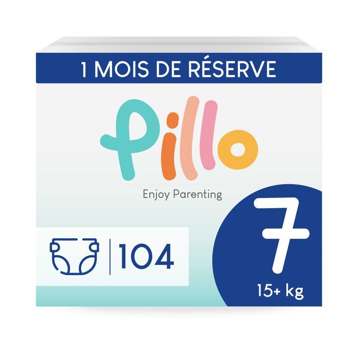 Pillo Diapers Size 7 - Pack of 104 Diapers, 4 Packs of 26 Baby Diapers Size 7 - XXL (15+ kg) - Baby Diaper