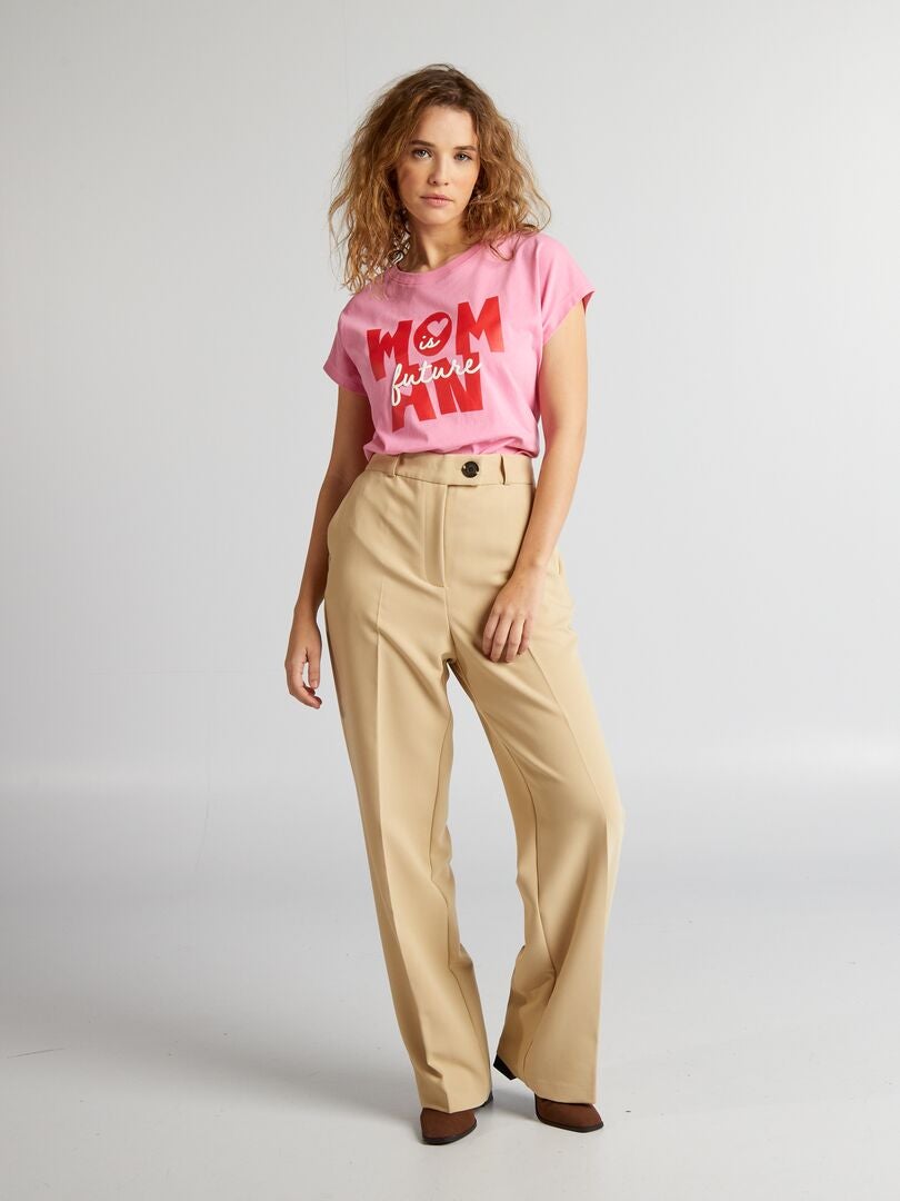 Bedrukt katoenen T-shirt - ROZE