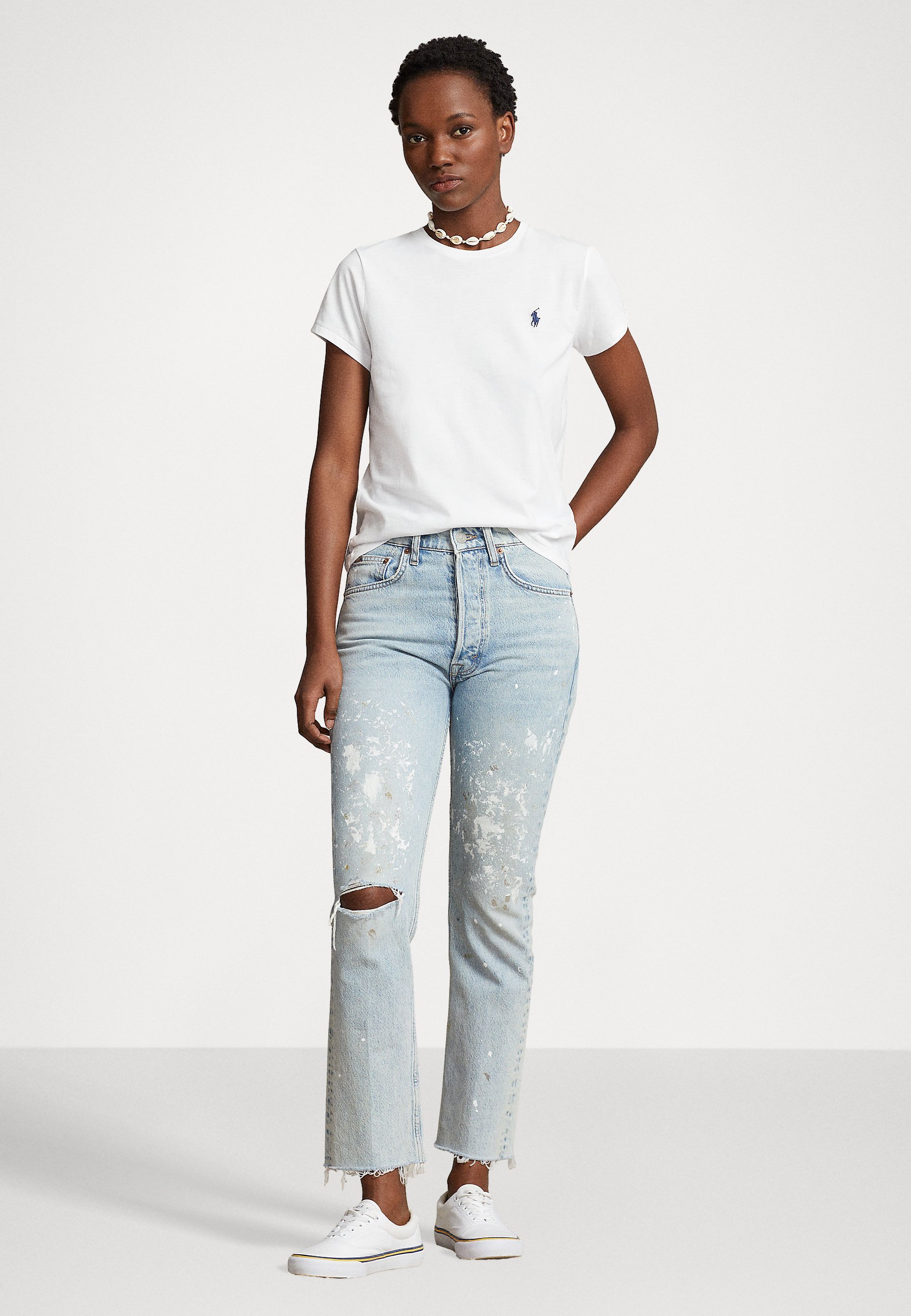 Polo Ralph Lauren T-shirt col rond en jersey de coton - T-shirt basique - blanc
