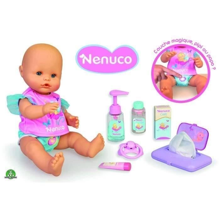 NENUCO Interactive Baby Doll with Magic Diaper - Pink - Accessories included