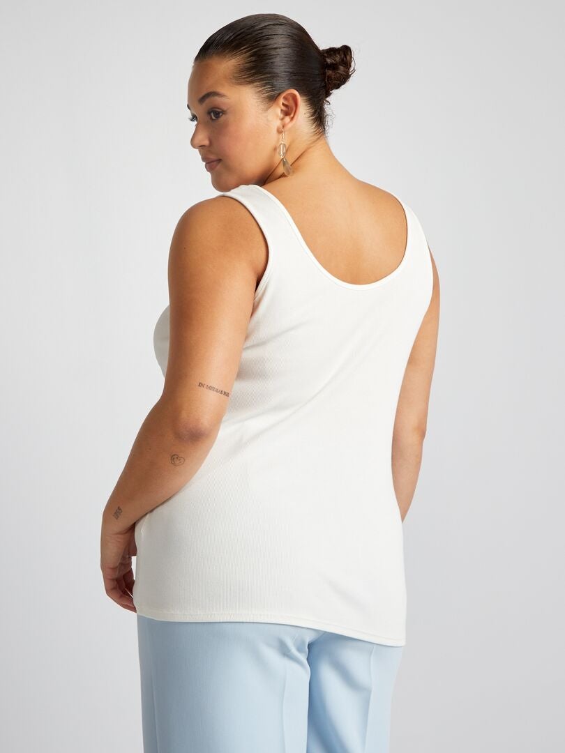 Eenvoudig geribbeld tanktopje - WIT