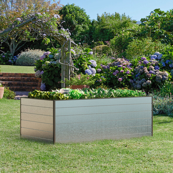 Aluminum raised garden bed, natural aluminum