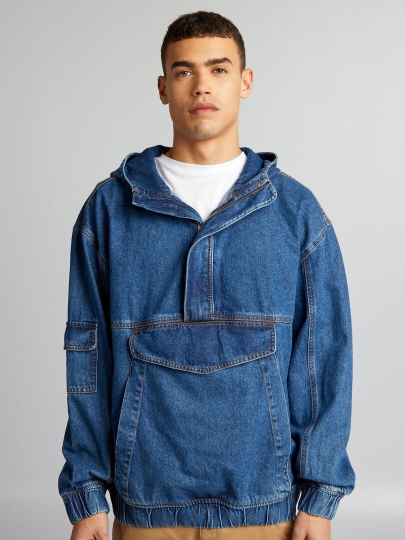 Moletom jeans com capuz - AZUL