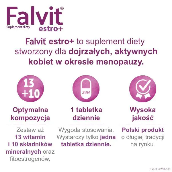 Falvit Estro+, Preparat łagodzący objawy menopauzy, Tabletki