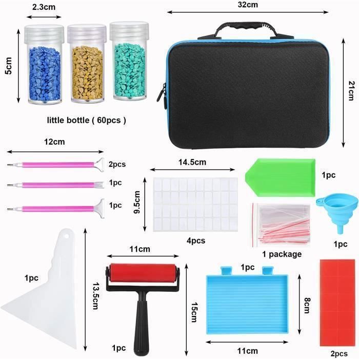 Boîte Rangement Diamond Painting avec 60 Emplacements, Mallette Rangement pour Perle Peinture Diamant Broderie Accessoires